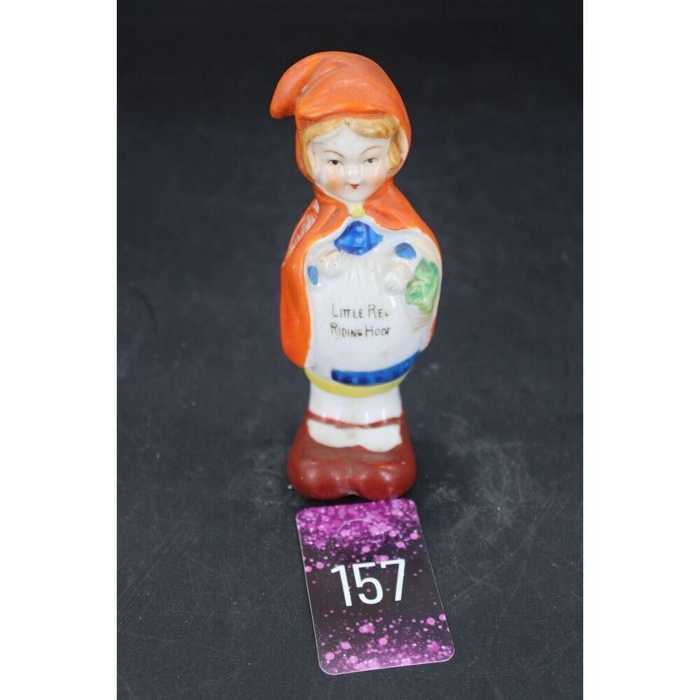 Vintage "Little Red Riding Hood" Bisque Toothbrush Holder...Japan